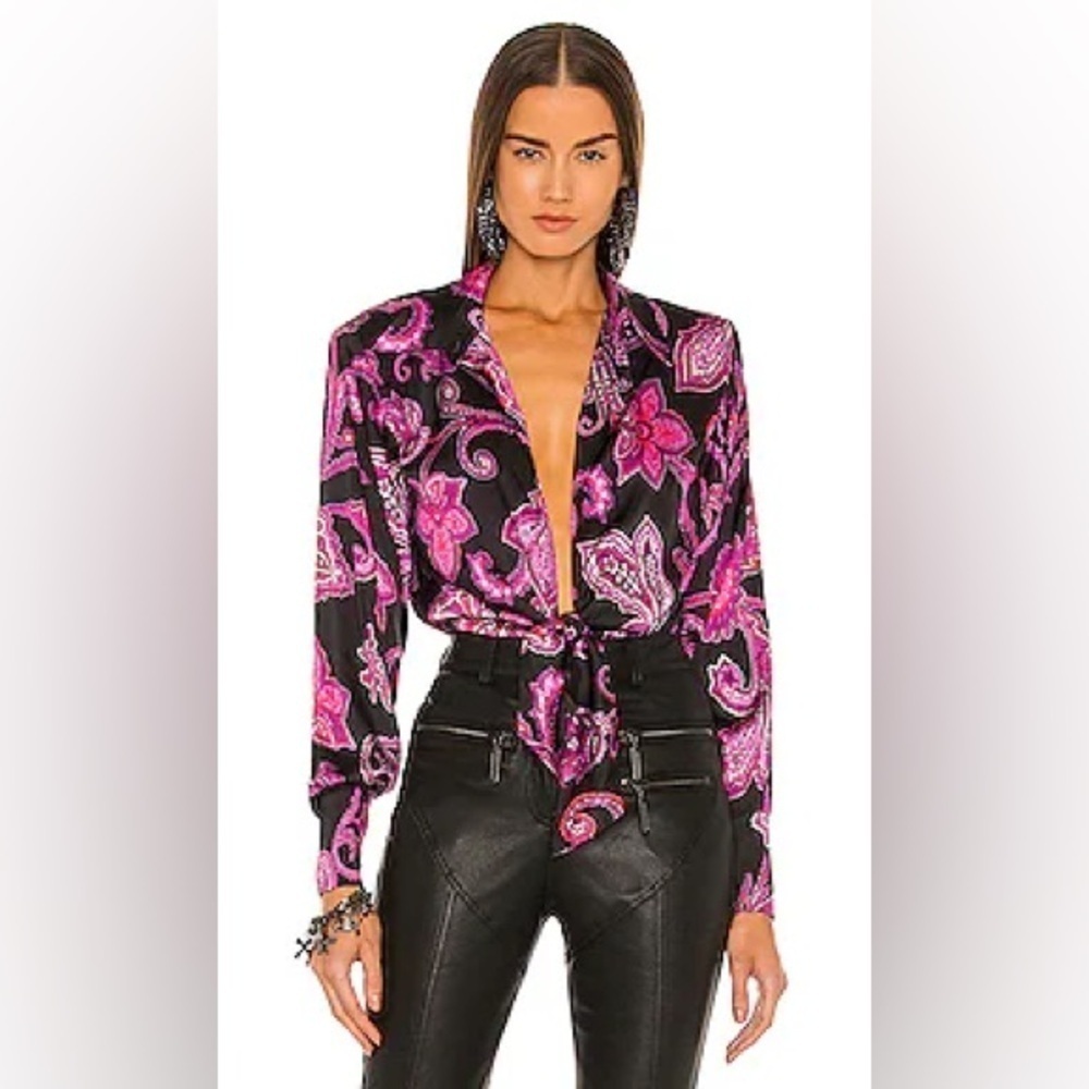 New! DUNDAS x REVOLVE Delirium Bodysuit in Black Purple & Pink 💗 sz Small NWT - Picture 1 of 5